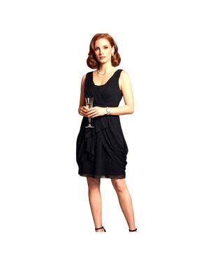 Tibi Black LBD Silk Chiffon Ruffle Drape Cocktail Dress 4 Flowy Artsy Black Tie